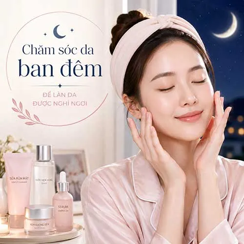 ảnh đại diện chăm sóc da ban đêm cho làn da mềm mại và thư giãn