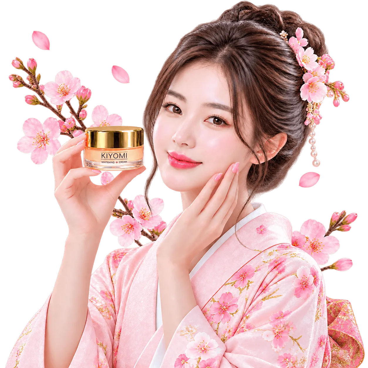 Người mẫu mang vẻ đẹp rạng rỡ cùng kem ngày KIYOMI Whitening Cream Nhật Bản