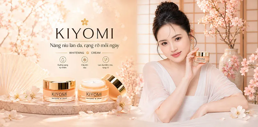 banner KIYOMI nâng niu làn da rạng rỡ mỗi ngày với kem dưỡng da KIYOMI