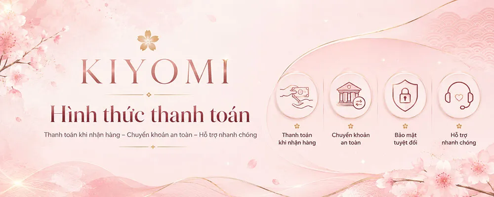 Banner các hình thức thanh toán an toàn của mỹ phẩm KIYOMI